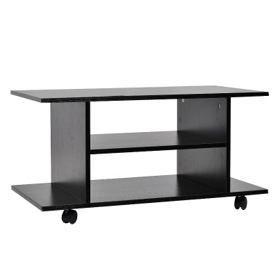 Homcom Mobilier Pentru Tv in Lemn cu Roti, Negru,40x40x80cm