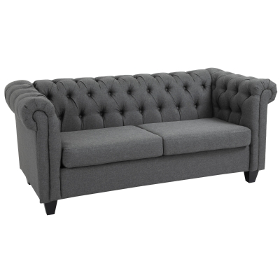 HOMCOM Canapea Chesterfield Canapea 2 locuri material textil de in culoare gri