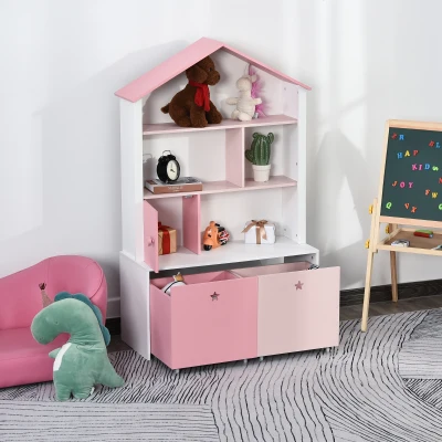Raft Biblioteca Organizator Dulap, 80x34x130cm, Roz