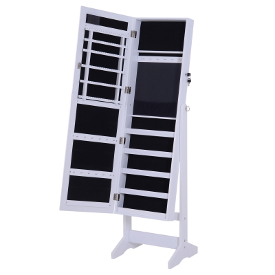 Homcom Dulapior Cutie de bijuterii cu Oglinda cu 20 Lumini LED, Alb, 40x37x146 cm