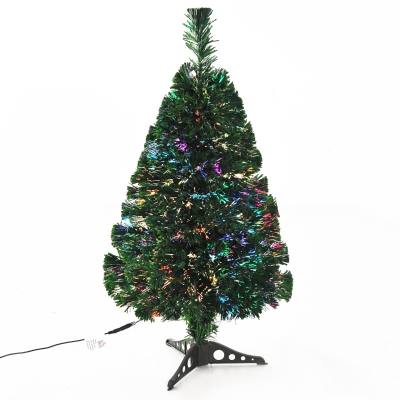 Homcom Brad de Craciun Artificial cu 55 Ramuri din Fibra Optica 60cm, Verde