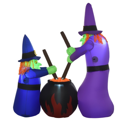 HOMCOM Decorare de Halloween Gonflabile cu Vrajitoare si lumini interne cu LED-uri