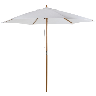 Outsunny Umbrela Rotunda de Gradina pentru exterior din Bambus/Poliester, 2.5x2.3m, Crem/Alb