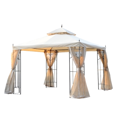 Outsunny Foisor Elegant de Gradina cu Trapa Transpiranta Metal si Poliester 3x3M Crem