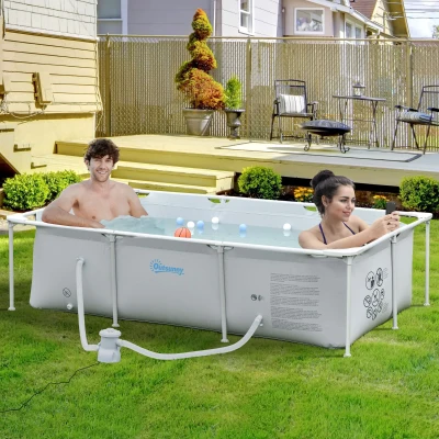 Piscina supraterana, dreptunghiulara 252x152x65cm Gri