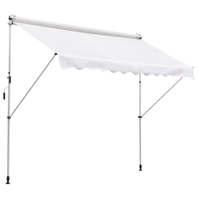 Outsunny Copertina de Perete cu Stalpi de Sprijin Alba 300x150cm