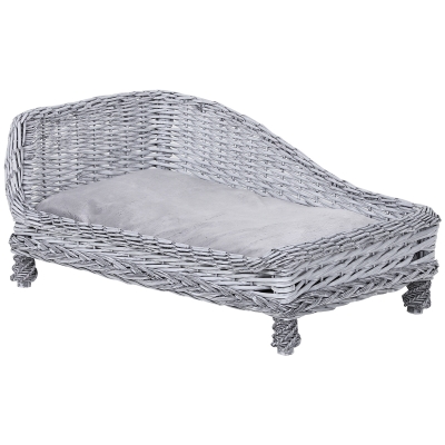 PawHut Cusca pentru Animale Domestice (15 kg) Forma Sezlong din Rachita Gri