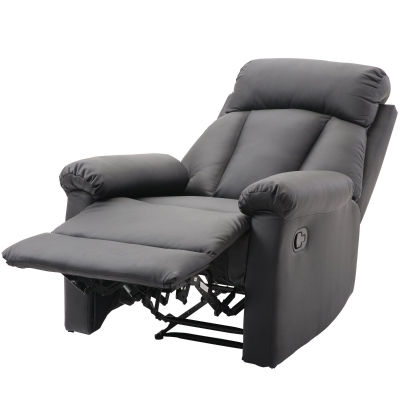 Homcom Fotoliu Relax Rabatabil cu Captuseala Ergonomica cuTaburet in Piele Ecologica,80 × 97 × 107cm Negru