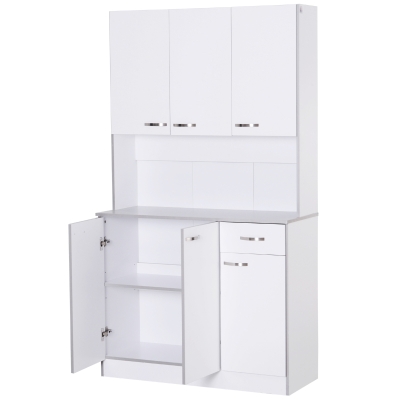 HomCom Dulap Suspendat de Bucătărie din Lemn, Alb, 101x39x180cm