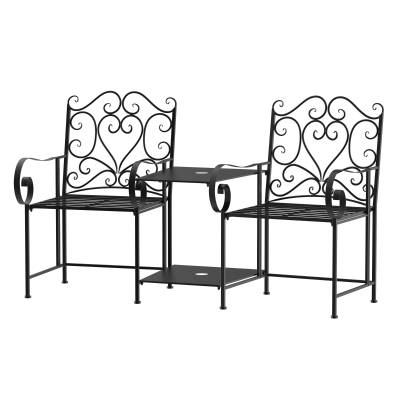 Outsunny set 2 scaune si masuta de cafea, metal, 160x61x96cm