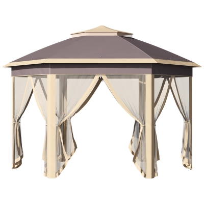 Outsunny foisor gradina, pliabil, cu plasa anti insecte, 4x3.4m, bej