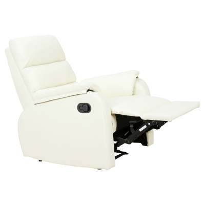 Homcom Fotoliu Relax Rabatabil Manual in Piele Sintetica, Crem, 75x92x99cm