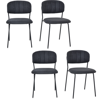 HOMCOM Set de 4 Scaune moderne Capitonate si Stivuibile, din Tesatura si Metal Gri