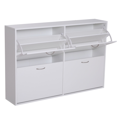 Homcom Dulap Pantofi Capacitate 24 Perechi din Lemn, Alb, 120x24x81cm
