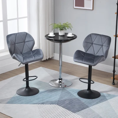 Set de 2 Scaune de Bar, 51.5x57.5x93-114.5 cm, Gri
