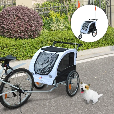 PawHut Cărucior tip Remorcă pentru Câini pentru Bicicletă, Alb și Negru
