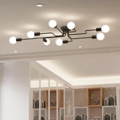 Lampa de tavan, 8 lumini, 105x74x11cm, negru