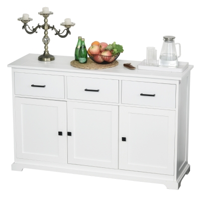 HOMCOM Dulap de bucatarie din lemn alb cu design anti-rasturnare 136x42.5x86 cm