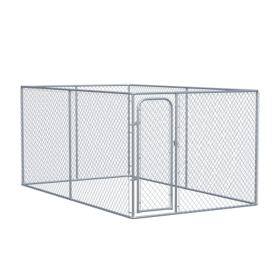 PawHut Tarc pentru Caini pentru Exterior din Metal Galvanizat si Usa cu sistem de blocare