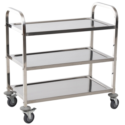 Homcom Carucior Pentru Bucatarie 3 Rafturi in Otel Inox 85x45x90cm