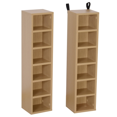 Homcom Set de 2 Rasteluri Mobilier 6 Rafturi in Lemn MDF 21X19.2X88.3cm