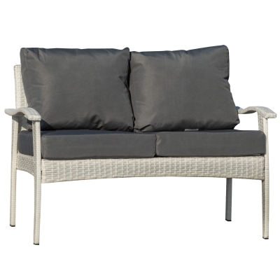 Outsunny canapea din ratan, cu 2 locuri, 120x63x77cm, alb