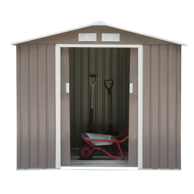 Outsunny Casuta de Gradina Pentru Ustensile in Lamiera din Fier Gri 213x127x185cm