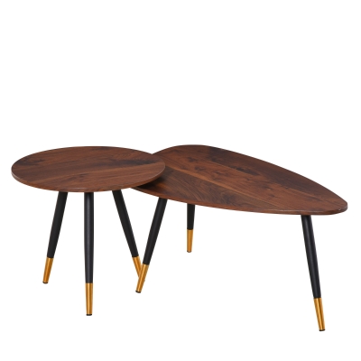HOMCOM Masute de sufragerie in Stil industrial, Set 2 Piese, din Lemn Forma de Picatura