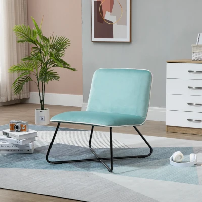 Fotoliu din Catifea Stil Nordic fara Cotiere, verde