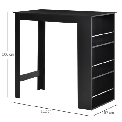HOMCOM Masa de bucatarie Masa inalta cu 3 Rafturi din lemn 112x57x106 cm culoare Negru