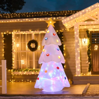 Brad de Craciun Alb gonflabile Impermeabil LED Lumini