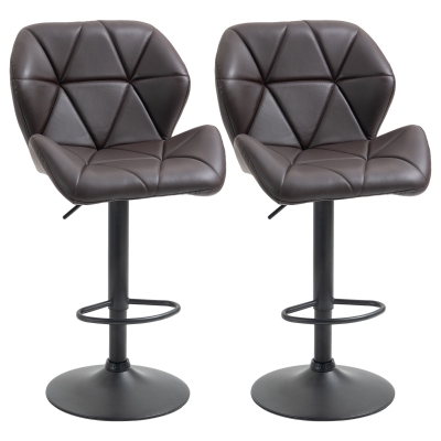 HOMCOM Set 2 Scaune de Bar Pivotante Inaltime Reglabila din Imitatie de Piele Maro
