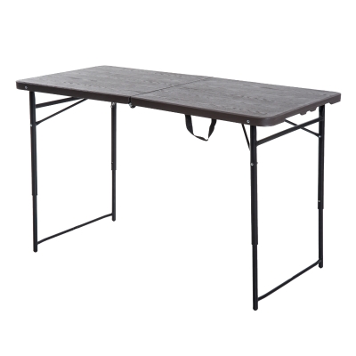 Outsunny Masa Camping Pliabila Portabila cu Inaltimea Reglabila Efect Lemn 122x61x53 / 71,5cm