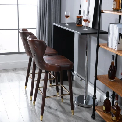 Set 2 scaune bar, stil industrial, 52x53x101cm, maro