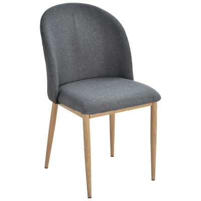 Homcom Set 2 Scaune petru Sufragerie Captusite Picioare din Otel Gri