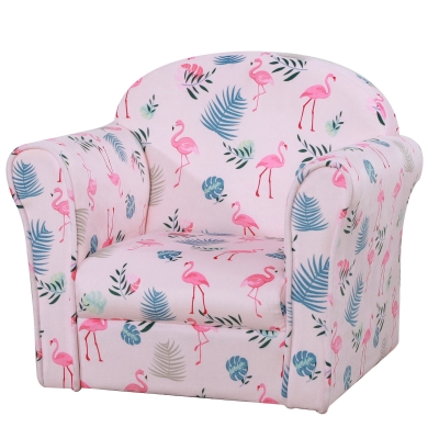 Homcom Fotoliu pentru Copii 3-6 ani Captusit cu Spuma de Cauciuc Fantezie Flamingo Roz