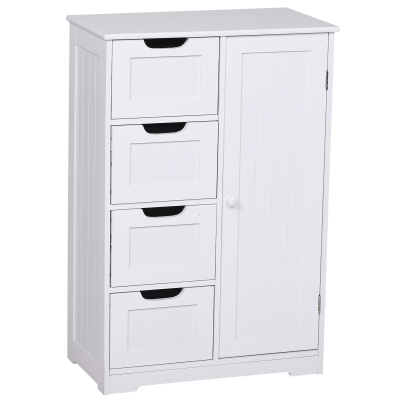 kleankin Mobila de Baie cu Usa Basculanta si Sertare Alb 56 x 30 x83cm