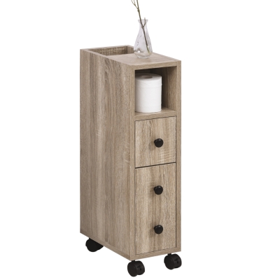 kleankin Dulapior coloana pentru Baie coloana design compact 4 roti culoare stejar