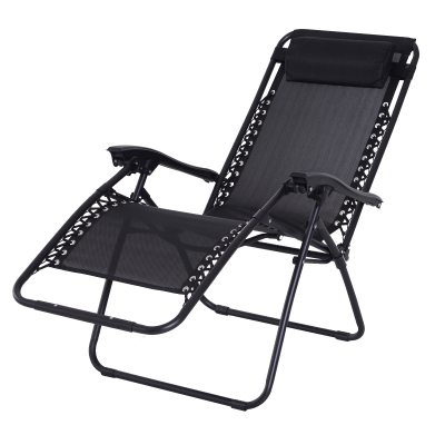 Outsunny Sezlong Scaun Pliabil Rabatabil Relax Zero Gravitatie in Textilen, Negru, 90x65x110cm