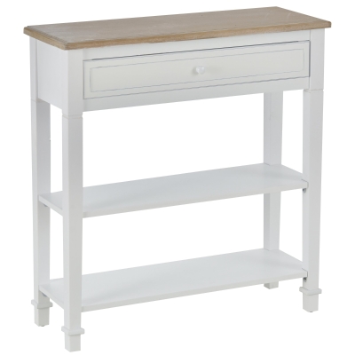 Homcom Masa Consola cu un sertar pentru Hol din Lemn de Pin 75.6x27.5x80.5cm Alb