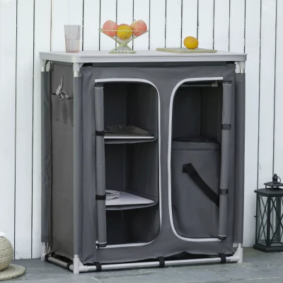 Mobilier de Bucatarie de Camping cu 3 Etajere