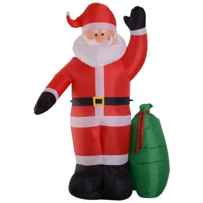 HOMCOM Mos Craciun Gonflabil Decor de Craciun Rosu si verde 50 × 60 × 240cm