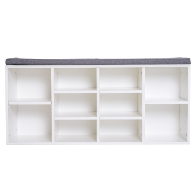 Homcom Bancuta Dulap Pantofi cu Rafturi Reglabile in Lemn Alb si Gri, 104x30x48cm