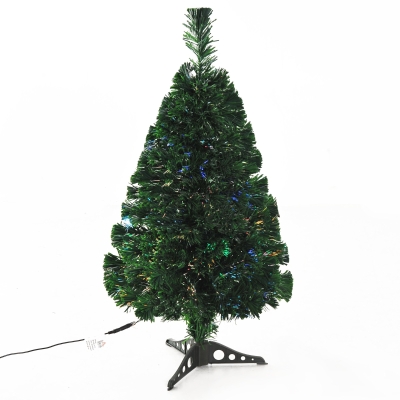 Homcom Brad de Craciun Artificial cu 90 Ramuri in PVC si Fibra Optica 90cm, Verde