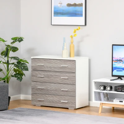 Comoda cu 4 sertare din lemn 76x35x72cm Gri, Alb