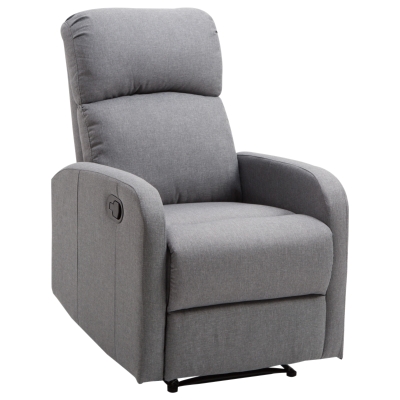 HOMCOM Fotoliu Relax Rabatabil Manual cu Taburet Capacitate maxima 125kg Tesatura de Lin 66 × 95 × 99cm