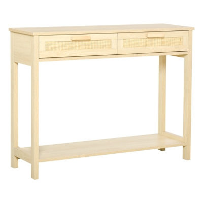 HOMCOM Consola din lemn pentru intrare, suragerie, salon, cu 2 Sertare