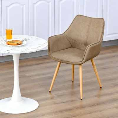 Scaun modern de Bucatarie, cu Brate, Piele | Aosom RO