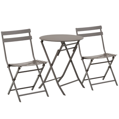 Outsunny Masuta cui Scaune pentru Gradina Pliabile din Otel Maro Set 3 piese