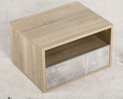 HOMCOM Set de 2 Noptiere Suspendate cu Sertar si Etajera 45x35x27.5cm - Gri/Culoare Lemn